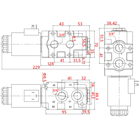 ROZDZIELACZ 4SEK 80L JOYSTICK DZIELNIK TUR ZATRZASK LINKI 1000mm