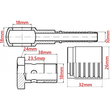 5x ZAKUWKA OCZKOWA M18 DN10 Z TULEJĄ + ŚRUBA M18x1,5 BANJO