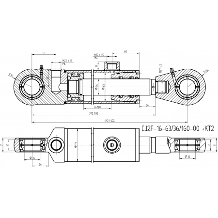 SIŁOWNIK HYDRAULICZNY 63x36 SKOK 160 + MOCOWANIA