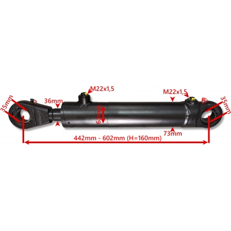 SIŁOWNIK HYDRAULICZNY DWUSTRONNY MOCNY SKOK 160
