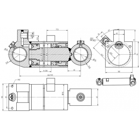 SIŁOWNIK HYDRAULICZNY CYLINDER SKOK 283 POZLIFT
