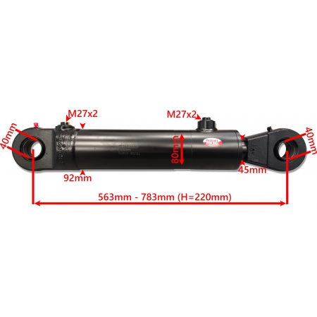 MOCNY SIŁOWNIK HYDRAULICZNY CYLINDER 80mm SKOK 220