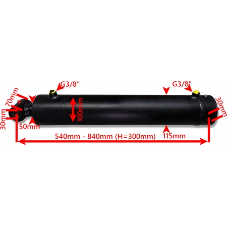 MOCNY SIŁOWNIK HYDRAULICZNY SMT1G 100x50 SKOK 300 Dwustronnego Działania