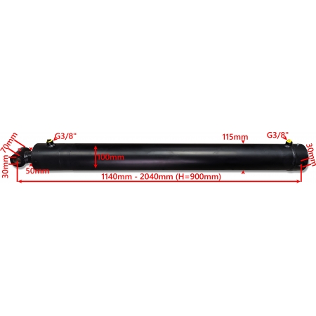 MOCNY SIŁOWNIK HYDRAULICZNY SMT1G 100x50 SKOK 900 2-STR