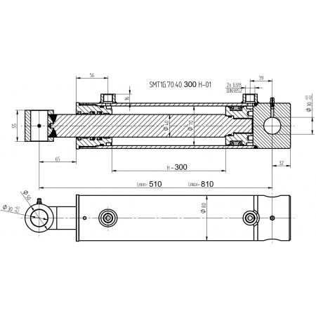 SIŁOWNIK HYDRAULICZNY SMT1G 70x40 SKOK 300 2-STR SIŁOWNIK HYDRAULICZNY SMT1G 70x40 SKOK 300 2-STR
