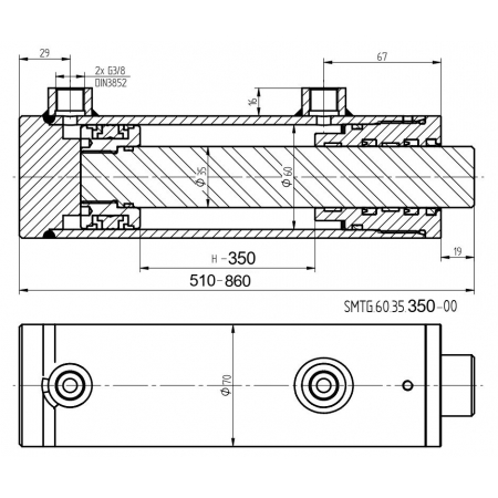 SIŁOWNIK HYDRAULICZNY SMTG 60x35 SKOK 350 2-STR