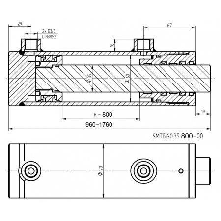SIŁOWNIK HYDRAULICZNY SMTG 60x35 SKOK 800 2-STR