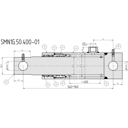 SIŁOWNIK CYLINDER HYDRAULICZNY TŁOK SKOK 400 SMN1G 50x400