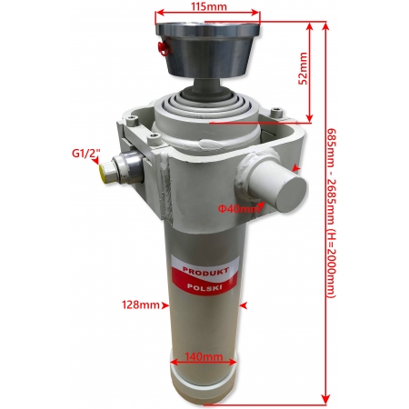 Siłownik hydrauliczny z kołyską 10 TON wysuw 2000