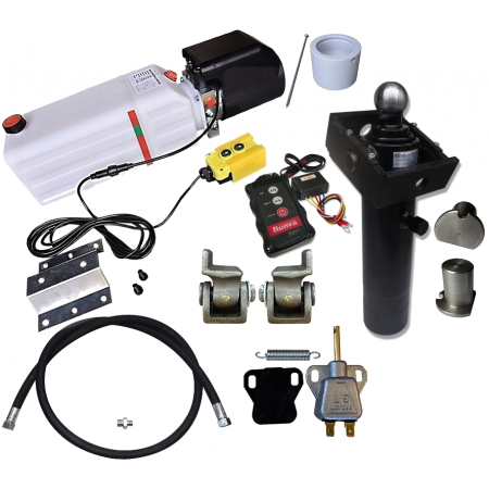 Hydraulika wywrotu 2m SKOK 520 5T 12V BEZPRZEWODOWY KIPRA PRZYCZEPKI + ZAWIASY I WYŁĄCZNIK