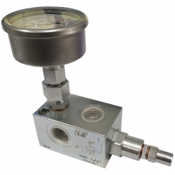 ZAWÓR PRZELEWOWY 1/2 70L MANOMETR 250 Z PRZYŁĄCZEM TYLNYM