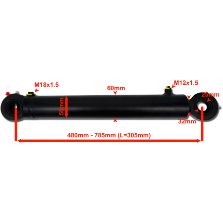 SIŁOWNIK HYDRAULICZNY CYLINDER TŁOK SKOK 300 URSUS SMT-2 50x32x305